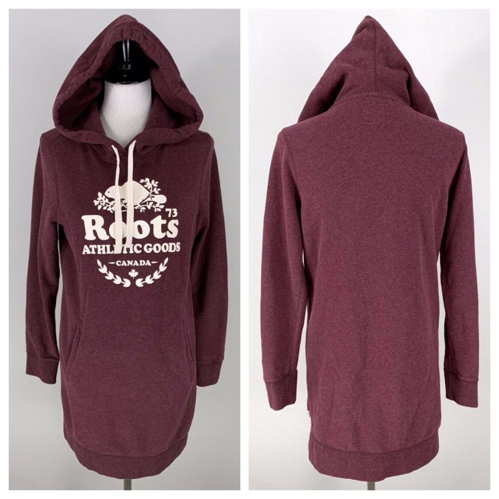 ROOTS Canada Womens Long Red Maroon Hoodie Sweatshirt Size Small